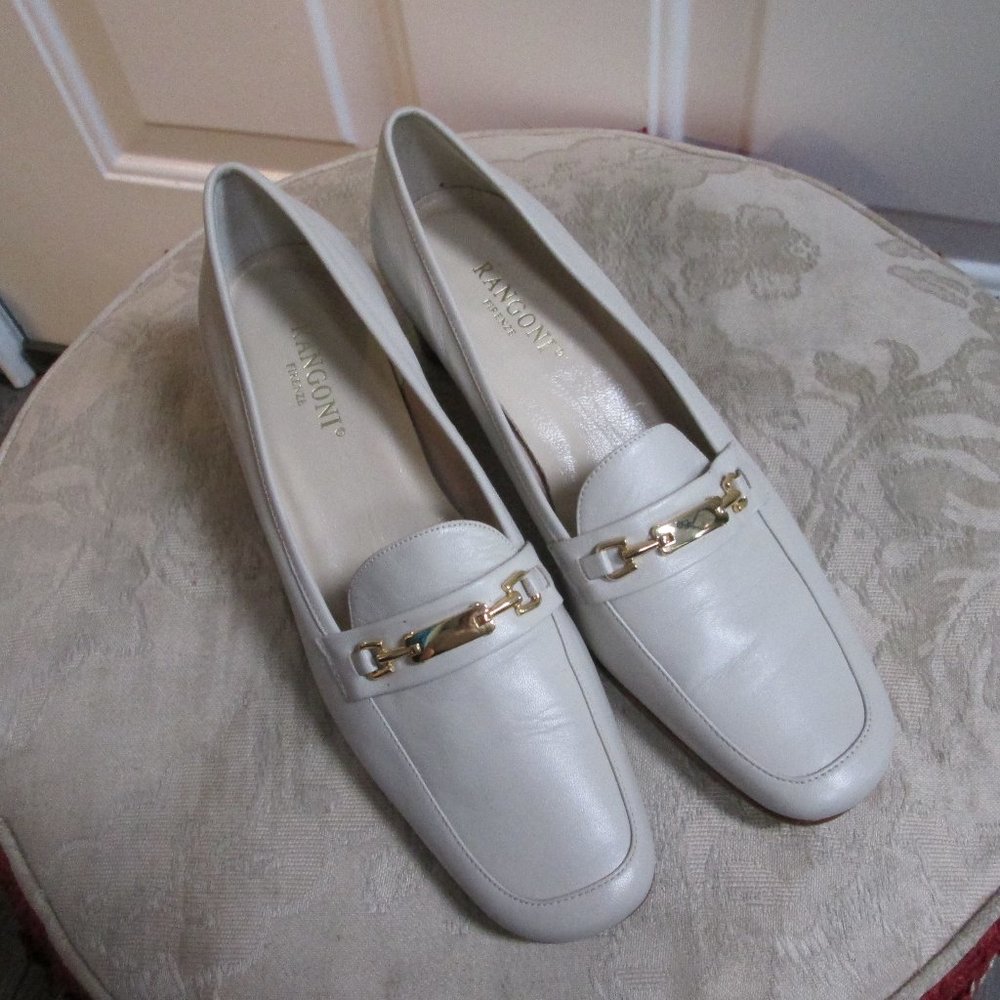 new RANGONI oak white pump shoes Sz 8 ....ITALY